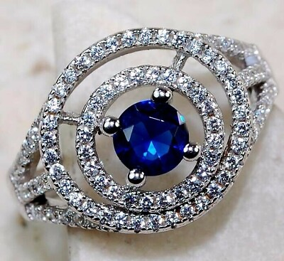 #ad 1CT Blue Sapphire amp; Topaz 925 Sterling Silver Ring Jewelry Sz 7 UB4 5 $29.99