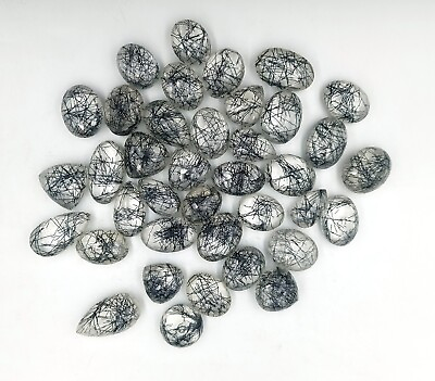 #ad Black Rutile Natural Stone Cabochon Handmade Lot Black gemstone Lot 72262 $372.12