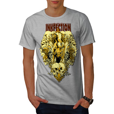 #ad Wellcoda Infected Angel Skull Mens T shirt Skull Graphic Design Printed Tee GBP 15.99