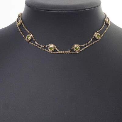 #ad Christian Dior Authentic Necklace Double Chain Colored Stone Vintage size 32.5cm $482.87