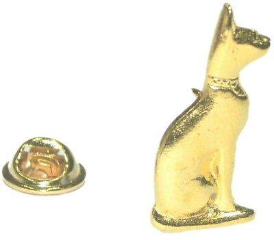#ad Egyptian Cat Badge Pin Gold Plated Egypt Bast Souvenir Gift Bastet Purse Charm GBP 4.49