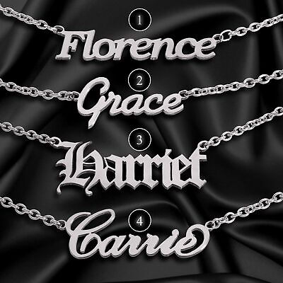 #ad Personalised ANY NAME Necklace CUSTOM FONT Stainless Steel Pendant Chain Gift $10.99