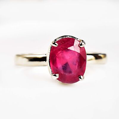 #ad 9x7 MM Natural Red Ruby 925 Sterling Silver Wedding Ring For Women US Size 7 $37.50