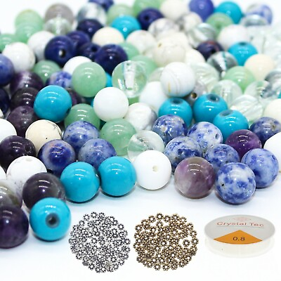 #ad 160 Round Gemstone Beads for Jewelry Making 8mm Natural Semiprecious Stone Bead $15.95