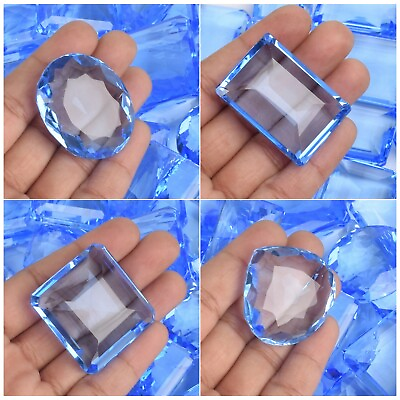 #ad Blue Topaz Loose Gemstones 350Ct. 4 5 Pcs Faceted Mix Cut Blue Topaz Gems Lot $49.27