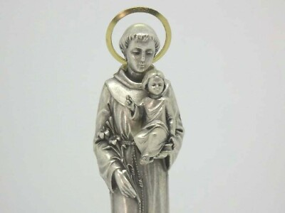 #ad Saint Anthony STATUE Catholic Religious Statue Metalic 13cm $16.20