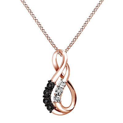 #ad Double Figure Eight Pendant Black amp; White Diamonds in 10K Rose Gold Plated $74.05
