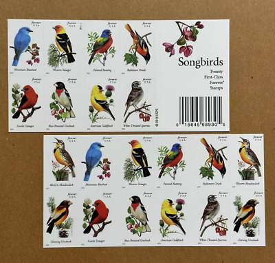 #ad Booklet of 20 Colorful Songbirds Stamp 1 Sheet Postage Stamps Invitations Stamps $13.60