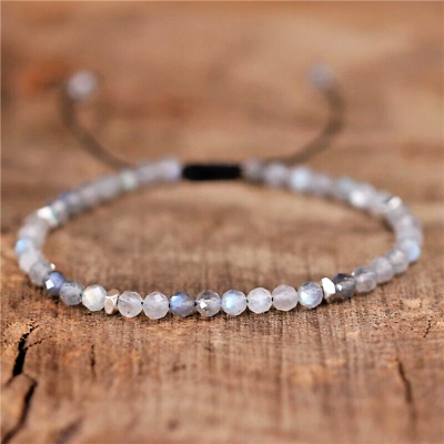 #ad Dainty Moonstone Handmade Gemstone Beads Healing Anxiety Relief Bracelet Gifts $13.60