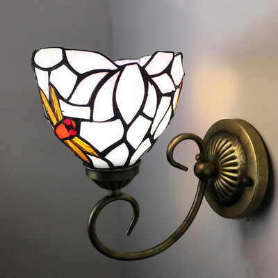 #ad Modern Tiffany Glass Wall Lamp Upwards Lighting Bedroom Decorative Light Fixture $49.00