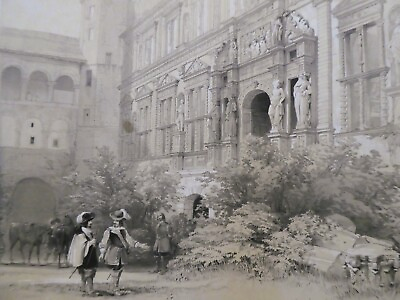 #ad KNIGHT#x27;S HALL HEIDELBERG PALACE GERMANY 1840 ORIGINAL LITHOGRAPH LOUIS HAGHE C $29.50