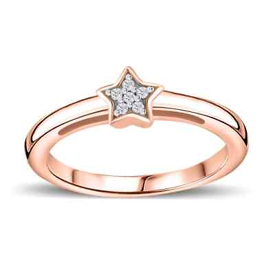 #ad 925 Sterling Silver Rose Gold Plated White Diamond Ring Jewelry Size 6 Ct 0.03 $48.85