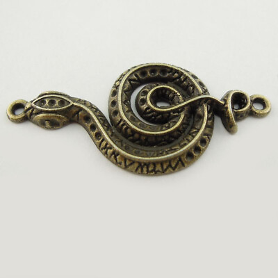 #ad 10PCS Bronze Plated 43x24mm Snake Charms Animal Pendant Jewelry Making Crafts $4.74
