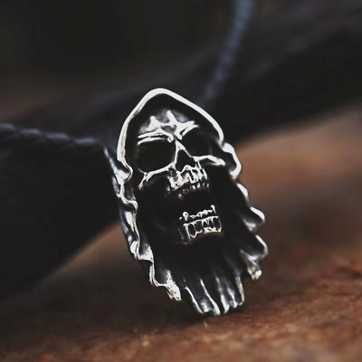 #ad Men#x27;s Punk Retro Grim Reaper Skull Pendant Necklace Rock Jewelry Chain 24quot; Gift $9.99