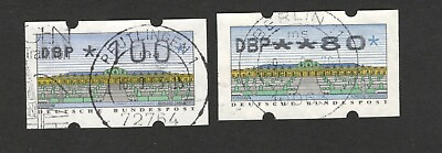 #ad GERMANY TWO USED ATM STAMPS 1993. $2.15
