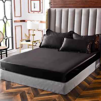 #ad Home Fitted Sheet High End Mattress Cover Solid Elastic Band Flat Sheet $49.18