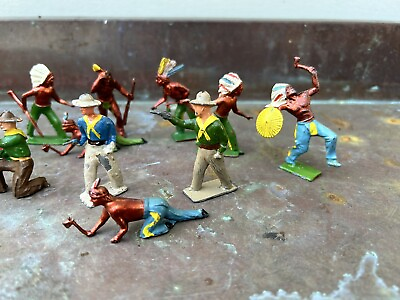 #ad CRESCENT VINTAGE Group Of 12 American Indians and Cowboys EX FREE SHIPPING $70.00
