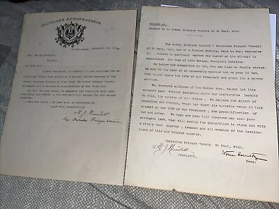 #ad Antique St Paul MN German Soldiers Society Resolution: McKinley Assassination $99.00