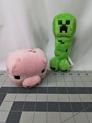 #ad Minecraft Pink Pig Plush 5 Inch Mojang 2015 Creeper 7 Inch 2013 Jazwares Lot $8.96