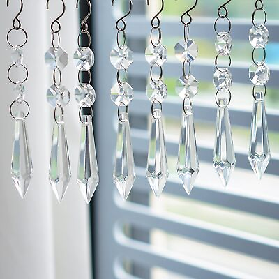 #ad #ad 25 Pcs 55mm Clear Chandelier Icicle Crystals Prisms Replacement for Lamp Decor $15.40