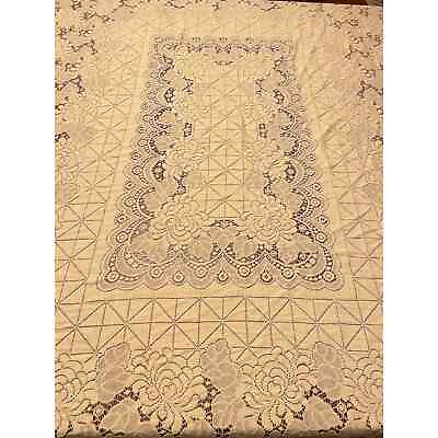 #ad Reversible Vintage Ivory Lace Table Cover 66 x 86 $46.00