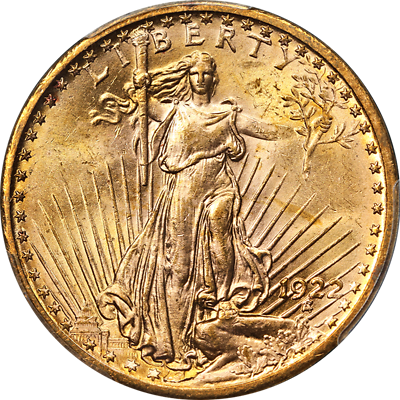 #ad 1922 P Saint Gaudens Gold $20 PCGS MS64 Superb Eye Appeal Strong Strike $2751.00