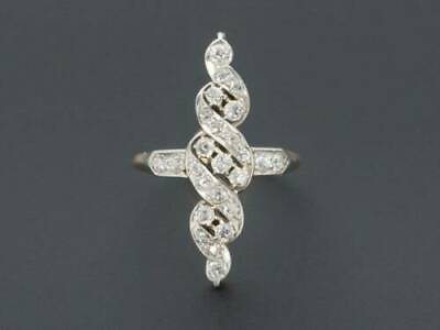 #ad 2.1 Ct Simulated Diamond Gold Elongated Victorian Vintage Ring 14K Yellow Over $122.59