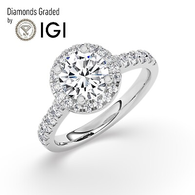 #ad IGI 1.50 CT Solitaire Lab Grown Round Diamond Engagement Ring 950 Platinum $1928.50