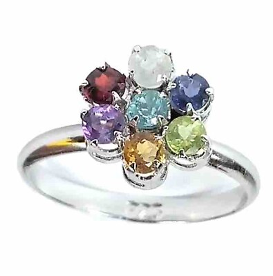 #ad Multi Gemstone Sterling Silver 925 Gemstone Jewelry Ring $70.73