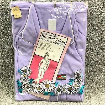 #ad Vintage Pajamas Women 34 Purple 2 Piece Ladies NOS USA Made Prop K Mart Set $19.91