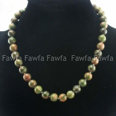 #ad 6 8 10 12 14mm Natural Green Multicolor Unakite Round Gems Beads Necklace 18#x27;#x27; $3.59