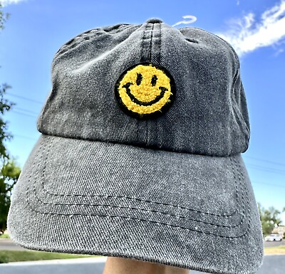 #ad Black Hat Classic Smiley Happy Face Embroidered Washable Body Rag Cap New $12.99