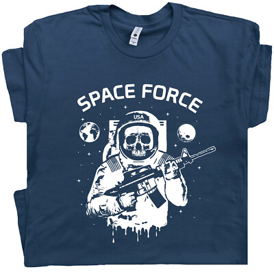 #ad Space Force T Shirt US Military Astronaut Skull Cool Vintage Marines Army Men $19.99