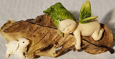 #ad Top Collection Enchanted Story Garden Sleeping Fairy Baby Décor with Baby Rabbit $16.02