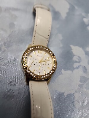 #ad Guess White And Gold Watch With Rhinestones $25.00