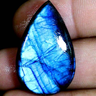 #ad 45.40Ct Wonderful 100% Natural Blue Labradorite Pear Cab 23x37x6mm Gemstone $9.99