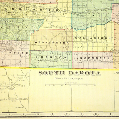 #ad Vintage SOUTH DAKOTA Map Wall Art State Original Sturgis Antique ca 1908 $16.96