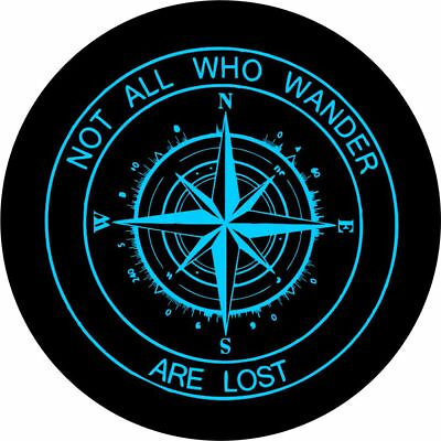 #ad Not All Who Wander Compass Tire Cover w Teal Graphics Optional Camera Port $64.50
