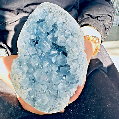 #ad 7.26LB Natural Beautiful Blue Celestite Crystal Geode Cave Mineral Specim 3300g $186.00