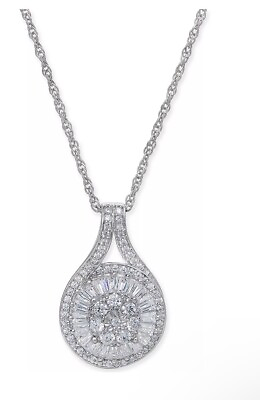 #ad Diamond Baguette Cluster Pendant Necklace 1 2 ct. t.w. $199.00