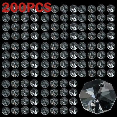 #ad #ad 200x Clear Crystal Glass Chandelier Part Prisms Octagonal Beads Decor 14MM New $15.89
