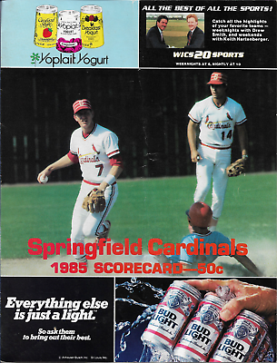 #ad 1985 Springfield Cardinals Scorecard VS Cedar Rapids Reds Unscored Roster Insert $6.99