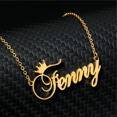 #ad Personalized Name Crown Necklace Style Custom Chain Stainless Steel Jewelry Gift $17.89