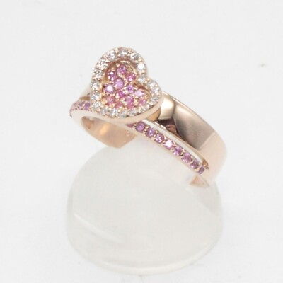 #ad Ponte Vecchio Heart Pink Sapphire 0.36ct Diamond 0.15ct 18k Rose Gold Band Ring $829.00