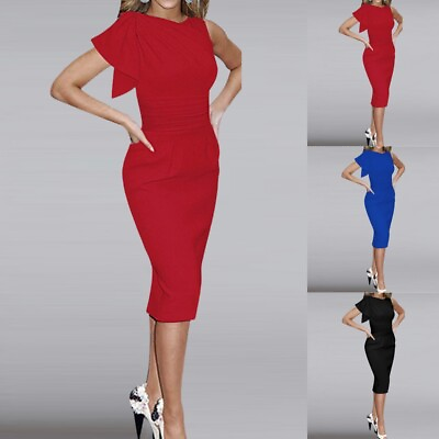 #ad #ad Women#x27;s Elegant Bodycon Cocktail Party Dress Sleeveless Pencil Midi Work Dress $30.99