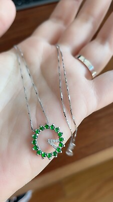 #ad Burmese Green Grade A Jadeite Sterling Silver S925 pendant necklace 純天然翡翠A貨 $138.00
