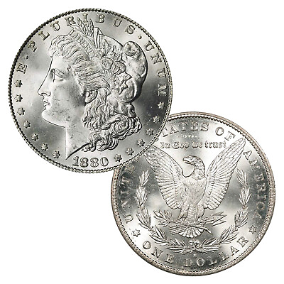 #ad 1880 S Morgan Silver Dollar $1 Brilliant Uncirculated BU 90% Silver $110.24