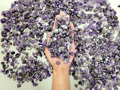 #ad Drilled Amethyst Crystal Tumbled Gemstone Chips Bulk Purple Beads Wholesale $21.95