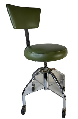 #ad VTG 60s Industrial Workshop Mechanics Metal Vinyl Swivel Chair Stool USA $222.49
