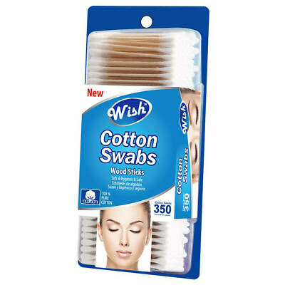 #ad Wish Wood Sticks Cotton Swabs 100% Cotton Lot Double Wooden Q Tip 350 VALUE PACK $6.79